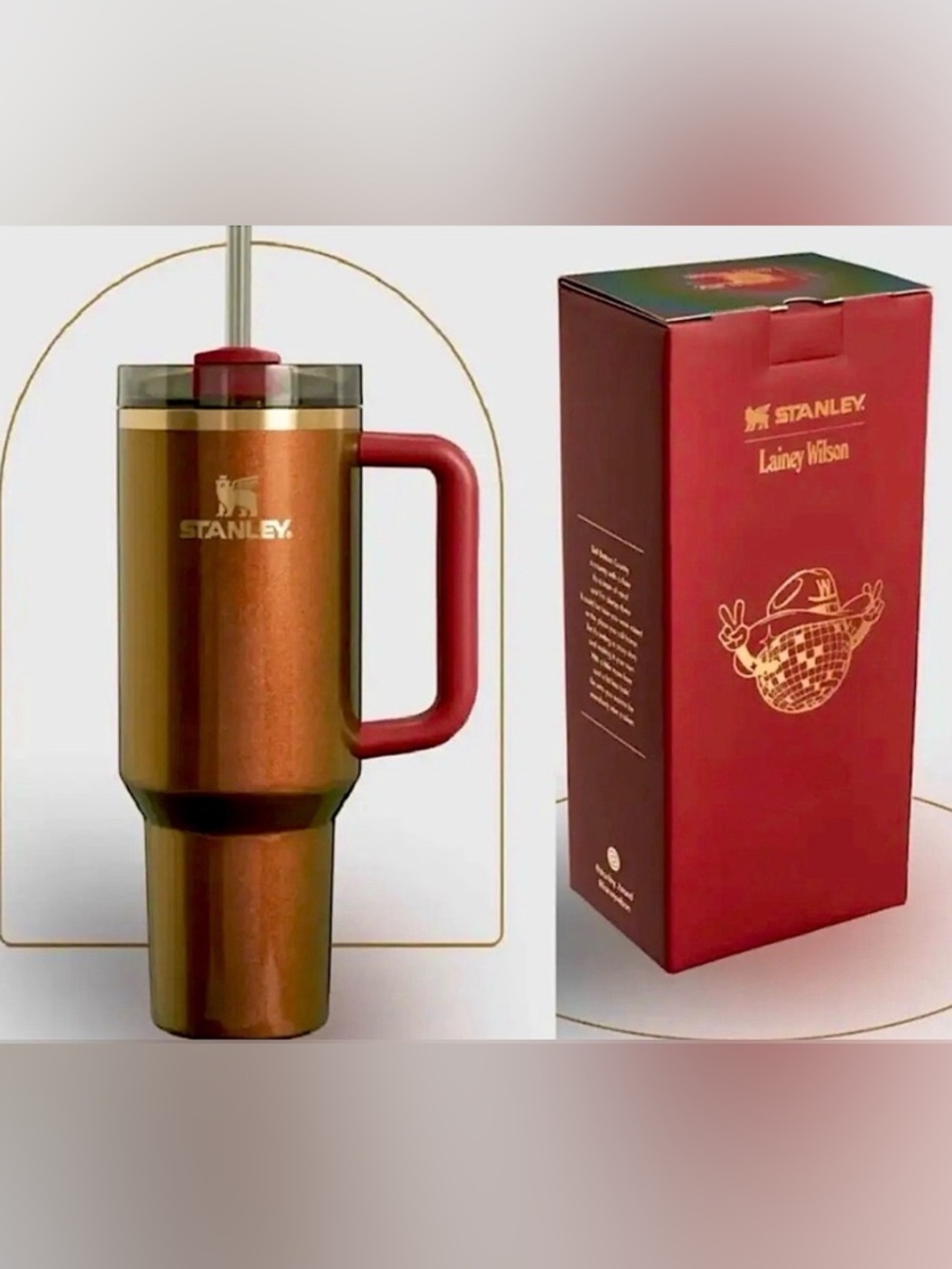 Limited edition Lainey Wilson Stanley Copper Travel Mug with Red Handle